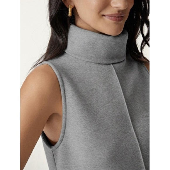 OGL FuzzLuxe  Split Hem Top Turtle Neck New Size Large Heather Grey - Picture 3 of 5